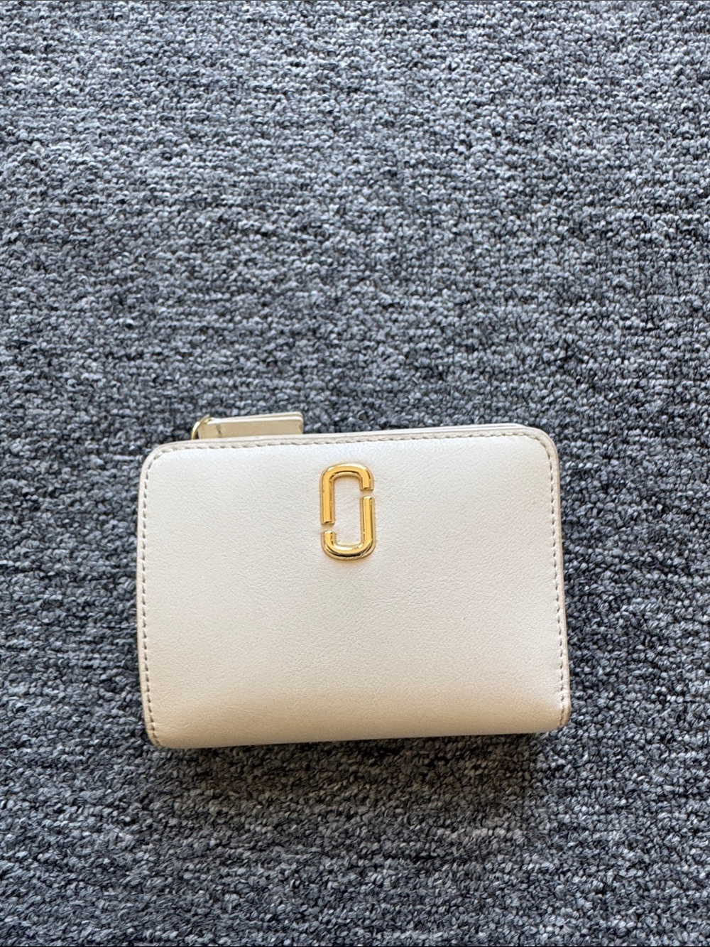 Marc Jacobs Cream Compact Wallet with Gold Accent